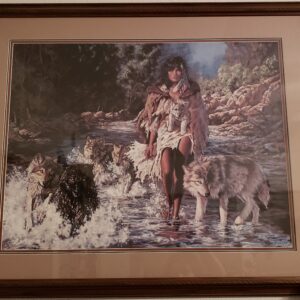 Native American Woman and Wolves