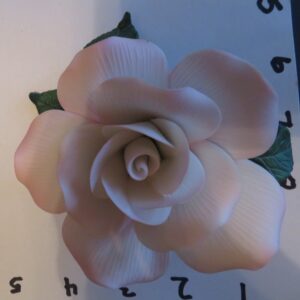 White with Pink Ceramic Rose