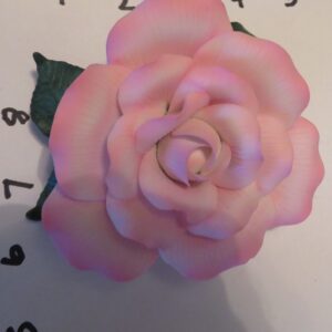 Pink Ceramic Rose with Leaves