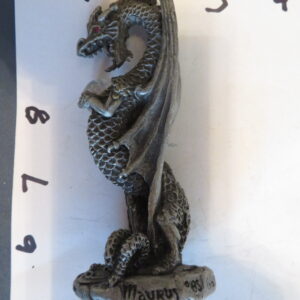 Pewter Dragon with Glass Orb Sculpture By Maurus
