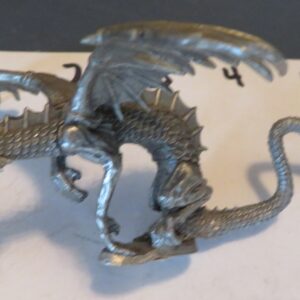 Threatening Pewter Dragon Sculpture