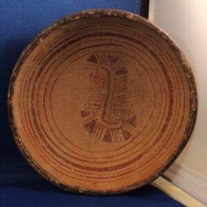 Tan and red Dish with Symbolic Snake