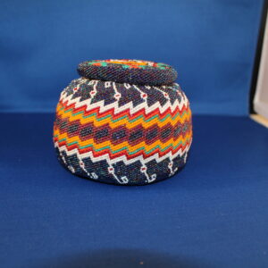 Colorful Beaded Basket with Lid