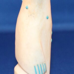 Standing White Bear with turquoise markings Zuni Fetish