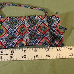 Peyote Seed Beaded Bag (Orange, Blue, and Green Diamond pattern)