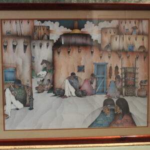 Sold Painting of a Native American Neighborhood