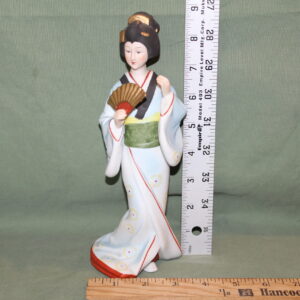 Oriental Woman with Gold Fan Figurine