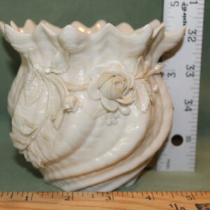 Belleek Applied Roses Swirled Shell Vase