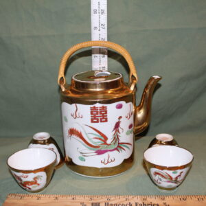 Asian Teapot and Cup Set with Dragons