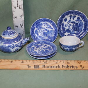 Ornate Blue and White Teapot Set