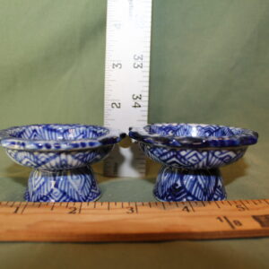 Pair of Blue and White Hand Painted Candle Holders