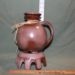 Vintage FRANKOMA Brown Satin Pitcher with Lid & Warmer Stand