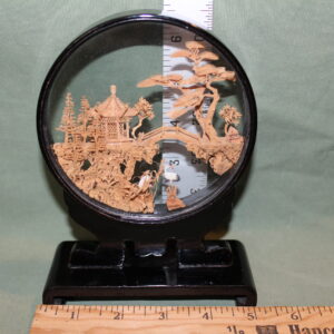 Vintage Oriental Cork Diorama with Temple and Cranes