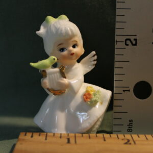 Bone China Angel with Green Bird