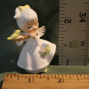 Bone China Angel with Yellow Bird and Flute
