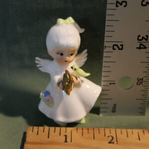 Bone China Cherub with Pale Yellow Bird and Harp
