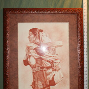 Conte crayon drawing woman with baby Ama Do Bizlyazh Hyrum Joe