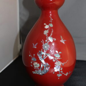 Red Vase with Floral Print