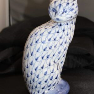 Peacock Feather Patterned Ceramic Cat
