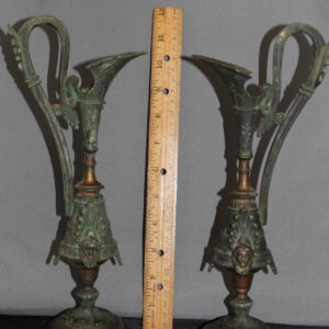 Two Thin Metal Vases