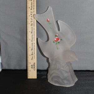 Satin Glass Bird Hand Painted Roses Dove