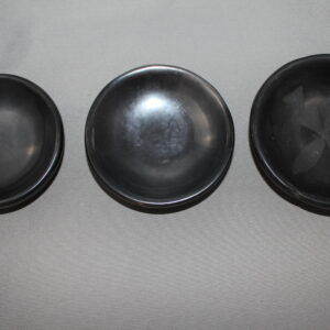 Set of Three Black Shallow Bowls