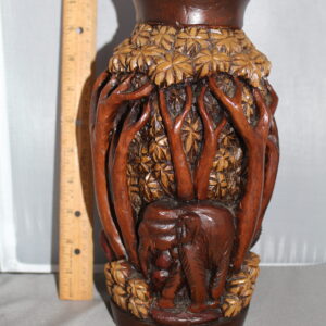 Intricately Carved Wooden Vase