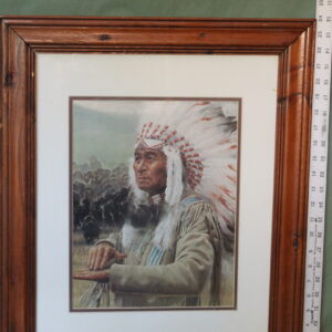 Painting of an Indian Man with Buffalos